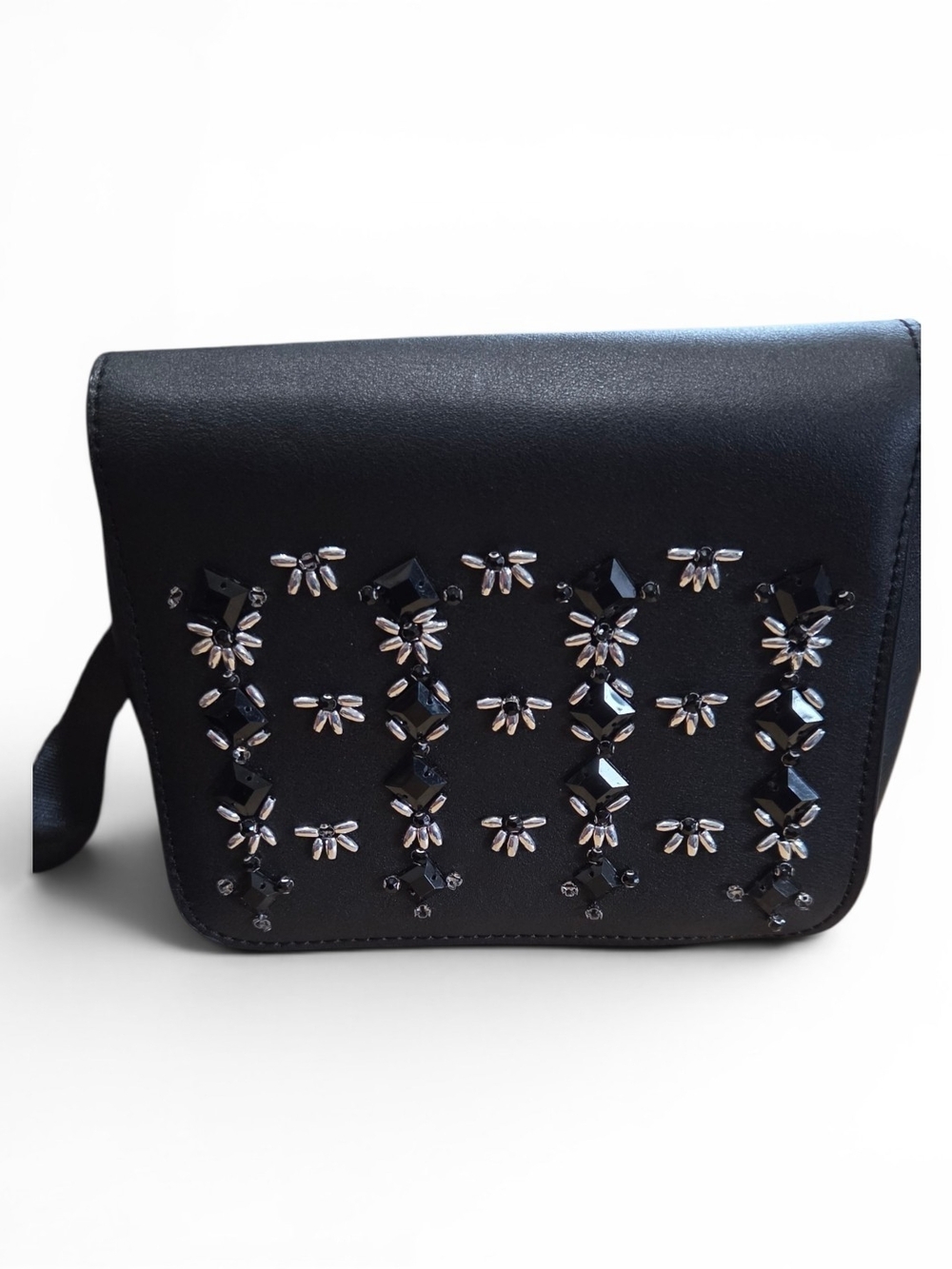 torrid Black Jeweled Waist Belt Bag with Silver Accents